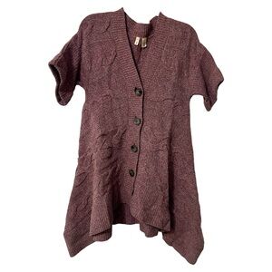 Moth by Anthropologie Chunky Cardigan Short Sleeve Cable Knit Sweater Size M